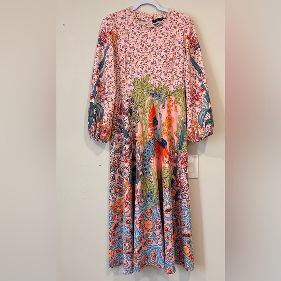 Dalia MacPhee Pink Floral Hostess Maxi Long Dress - Size Large - Picture 1 of 9